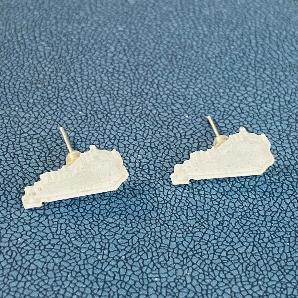 Kentucky Glitter Acrylic White Stud Earrings
